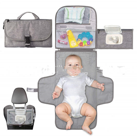 Baby Changing Pad with Smart Wipes Pocket – Waterproof Travel Changing Kit
